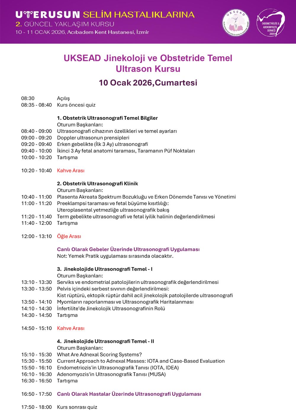 Uterusun Selim Hastalıklarına Güncel Yaklaşım Kursu